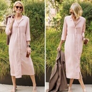 NWT Tuckernuck Blush Lace Underlay Midi Royal Shirt Dress